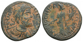 Roman Provincial
Septimius Severus of Antioch, Pisidia. (193-211 AD).
AE Bronze (22.9mm 5.51g)
Obv: IMP CAES […] laureate, draped and cuirassed bust r...