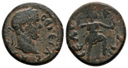 Roman Provincial
CILICIA, Selinus-Traianopolis. Geta. As Caesar (198-209 AD).
AE Bronze (18 mm 4.85 g)
Obv: Bare head right
Rev: Artemis advancing...