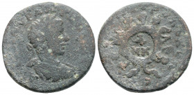 Roman Provincial 
CILICIA. Tarsus. Elagabalus (218-222 AD).
AE Bronze (23.5 mm 8.72 g)
Obv: AVT KA M AVP ANTΩNЄINOC. Laureate, draped and cuirassed bu...
