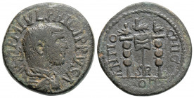 Roman Provincial
Pisidia, Antioch. Philip I. (244-249 AD).
AE Bronze (25.4mm 9.68g)
Obv: Radiate, draped, and cuirassed bust right
Rev: Vexilium surmo...