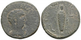 Roman Provincial
CILICIA, Anemurium. Valerian I. (253-260 AD). Dated RY 3 (AD 255/6).
AE Bronze (27.3mm 11.91g)
Obv: Radiate, draped, and cuirassed bu...