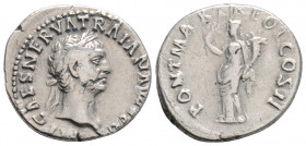 Roman Imperial
TRAJAN (98-117 AD). Rome.
Denarius Silver (19.1mm 3.46g)
Obv: IMP CAES NERVA TRAIAN AVG GERM. Laureate head right.
Rev: PONT MAX TR POT...