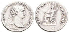 Roman Imperial
Trajan (98-117 AD). Rome
Denarius Silver (19.3 mm 3.13 g)
Obv: IMP TRAIANVS AVG GER DAC PM TRP COS VI PP, laureate bust right, with dra...