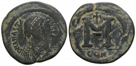 Byzantine
Anastasius I (491-518 AD). Constantinople 
AE Follis (26.7mm 9.85g)
Obv: DN ANASTASIUS PP AVG, diademed, draped and cuirassed bust right 
Re...