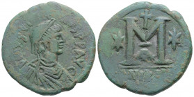 Byzantine
Justin I (518 - 527 AD). Nicomedia Mint,
AE Follis (32.5mm 15.95g)
Obv: DN IVSTINVS PP AVG, Diademed, draped and cuirassed bust of Justinian...