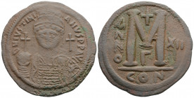 Byzantine 
JUSTINIAN I (527-565 AD). Constantinople. Dated RY 12 (538/9).
AE Follis (41.5mm 21.76g)
Obv: D N IVSTINIANVS P P AVG. Helmeted and cuirass...