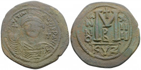 Byzantine
Justinian I (527-565 AD). Dated RY 14=540/1 AD. Kyzikos
AE Follis (42.8mm 22.78g)
Obv: D N IVSTINIANVS P P AVG, helmeted and cuirassed bust ...