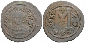 Byzantine
Justinian I (527–565 AD). Nicomedia year 16 (541-542),
AE Follis (40.7mm 22.29g)
Obv: D N IVSTINI – ANVS P P AVG Helmeted, pearl- diademed a...