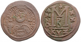 Byzantine 
JUSTINIAN I (527-565 AD). Kyzikos. Dated RY 21 (547/8).
AE Follis (36.1mm 19.22g)
Obv: D N VSTINIANVS (sic) P P AVG (P's retrograde). Helme...