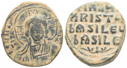Byzantine
ANONYMOUS, Class A3. Time of Basil II (976-1035 AD) Constantinople mint.
AE Follis ( 28.1mm 10.57g)
Obv: +EMMA NOVHΛ, IC-XC across field, fa...
