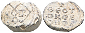 Byzantine Lead Seal (7 th century)
Obv: ΘЄOT/OKЄ B/OHΘI in three lines
Rev: Nested squares.N / IR.(16.40 gr, 27.4 mm diameter)