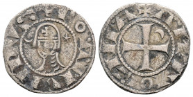 Medieval 
Crusader States, Antioch (Principality). Bohémond IV .(circa 1201-1216 AD).
 Denier Silver. (17mm 0.85g )
Obv: ✠ BOΛIIVIIDVS (sic), bust to ...