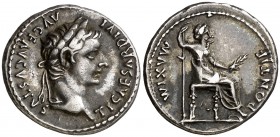 (después 16 d.C.). Tiberio. Denario. (Spink 1763) (S. 16a) (RIC. 30). 3,79 g. Buen ejemplar. EBC-/MBC+.