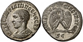 s/d. Filipo II. Siria. Antioquía ad Orontem. Tetradracma. (S.GIC. 4145 var) (BMC. XX, falta). 9,70 g. MBC+.