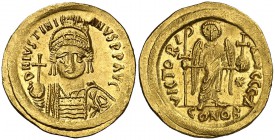 Justiniano I (527-565). Constantinopla. Sólido. (Ratto 455) (S. 140). 4,47 g. Atractiva. EBC-.