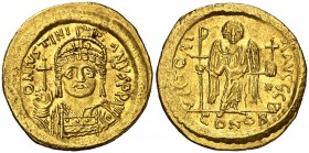 Justiniano I (527-565). Constantinopla. Sólido. (Ratto 458) (S. 140). 4,26 g. Buen ejemplar. EBC-.