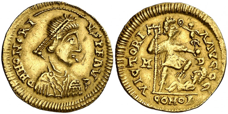 A nombre de Honorio. Sólido de imitación. (Reinhart 1 var). 4,13 g. Muy rara. MB...