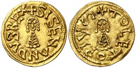 Sisenando (631-636). Toleto (Toledo). Triente. (CNV. 354) (R.Pliego 450b). 1,44 g. Escasa. EBC-.