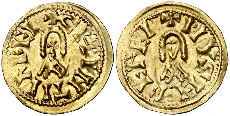 Chintila (636-639). Eliberri (Granada). Triente. Inédita. 1,22 g. Rarísima. MBC+...