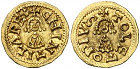 Chintila (636-639). Toleto (Toledo). Triente. (CNV. 376) (R.Pliego 482a). 1,34 g. Bella. Escasa. EBC.