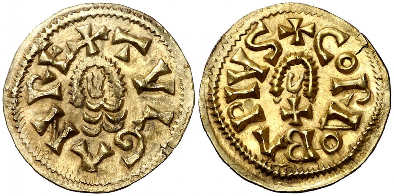 Tulga (639-642). Córdoba. Triente. (CNV. 392.2) (R.Pliego 515b). 1,21 g. Atracti...