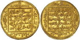 Almohades. Mohammad ibn Yakub. Dobla. (V. 2073) (Hazard 506). 4,62 g. Bellísima. Rara. EBC+.