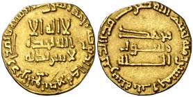 AH 153. Califato Abasida de Bagdad. Abd-Allah al-Mansur. Dinar. (S.Album 212) (Lavoix 597). 4,06 g. MBC+.