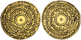 AH 344. Fatimidas. Al-Muiz Ma'ad. Almansuriya. Dinar. (S.Album 697.1). 4,06 g. Completa y bien legible. MBC+.