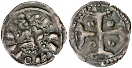 Ramon Berenguer III (1096-1131). Barcelona. Diner. (Cru.V.S. 31.4) (Cru.C.G. 1839a). 0,63 g. Rara. MBC.