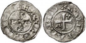 Comtat del Rosselló. Gerard I (1102-1115). Perpinyà. Diner. (Cru.V.S. 111) (Cru.C.G. 1897). 0,72 g. Rarísima. MBC/MBC+.