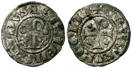Ermengol X (1267-1314). Agramunt. Òbol. (Cru.V.S. 129 var) (Cru.C.G. 1946 var). 0,45 g. Rara. MBC.