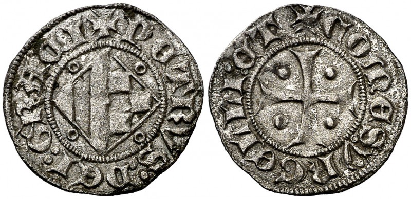 Pere d'Aragó (1347-1408). Barcelona. Diner heràldic. (Cru.V.S. 135.1 var) (Cru.C...