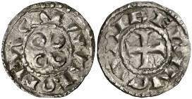 Vescomtat de Narbona. Berenguer (1023-1067). Narbona. Diner. (Cru.V.S. 157) (Cru.Occitània 40) (Cru.C.G. 2022). 1,13 g. Bella. Rara y más así. EBC.