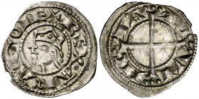 Pere I (1196-1213). Provença. Ral coronat. (Cru.V.S. 172) (Cru.C.G. 2114a). 0,70 g. Corona simple. Buen ejemplar. Escasa y más así. MBC+.
