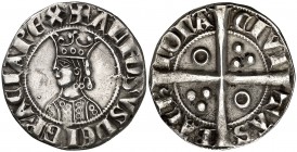 Alfons II (1285-1291). Barcelona. Croat. (Cru.V.S. 331) (Cru.C.G. 2148). 2,64 g. Leves rayitas. MBC/MBC-.