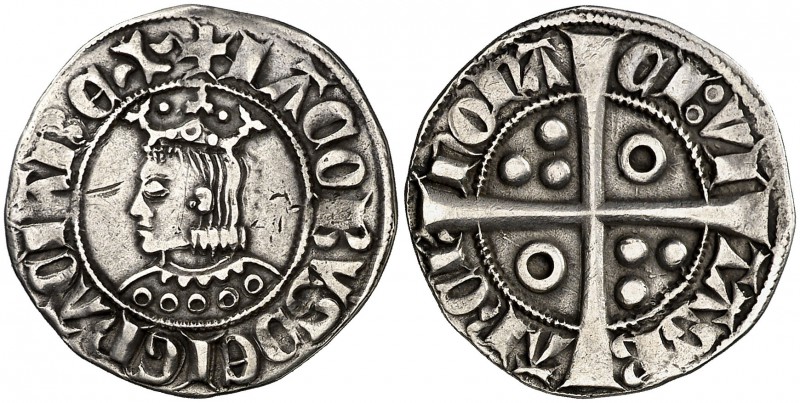 Jaume II (1291-1327). Barcelona. Croat. (Cru.V.S. 357.4) (Cru.C.G. 2154e). 3 g. ...