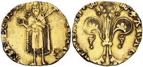 Joan I (1387-1396). València. Florí. (Cru.V.S. 471) (Cru.C.G. 2280). 3,38 g. Marca: corona. MBC.