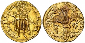 Alfons IV (1416-1458). Mallorca. Florí. (Cru.V.S. 796) (Cru.C.G. 2840). 3,40 g. Marcas: bueyes. Precioso color. Escasa así. MBC+.