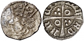 Joan II (1458-1462/1472-1479). Balaguer. Terç de croat. (Cru.V.S. 945) (Cru.C.G.2985). 0,73 g. Muy rara. MBC.