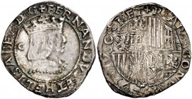 Ferran II (1479-1516). Nàpols. Carlí. (Cru.V.S. 1289) (Cru.C.G. 3189) (MIR 116/1). 3,49 g. Preciosa pátina. Rara y más así. MBC+.