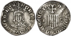 Ferran II (1479-1516). Aragón. Medio real. (Cru.V.S. 1305) (Cru.C.G. 3205). 1,62 g. Escasa. MBC.