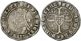 Fernando I de Portugal (1367-1383). Lisboa. Barbuda (28 dinheiros). (Gomes 33.02). 4,08 g. Escasa. MBC.