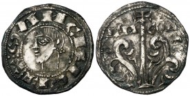 Sancho Ramírez (1063-1094). Jaca. Dinero. (Cru.V.S. 195). 0,86 g. Grupo primitivo. La leyenda comienza a las 9h del reloj. Manchitas. Parte de brillo ...