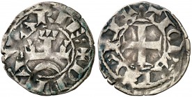 Teobaldo II (1253-1270). Navarra. Dinero. (Cru.V.S. 228 var). 1 g. Escasa. MBC.