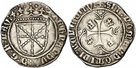 Fernando I (1512-1515). Navarra. Real. (Cru.V.S. 1317.14) (Cru.C.G. 3121c). 3,23 g. Escasa. MBC.