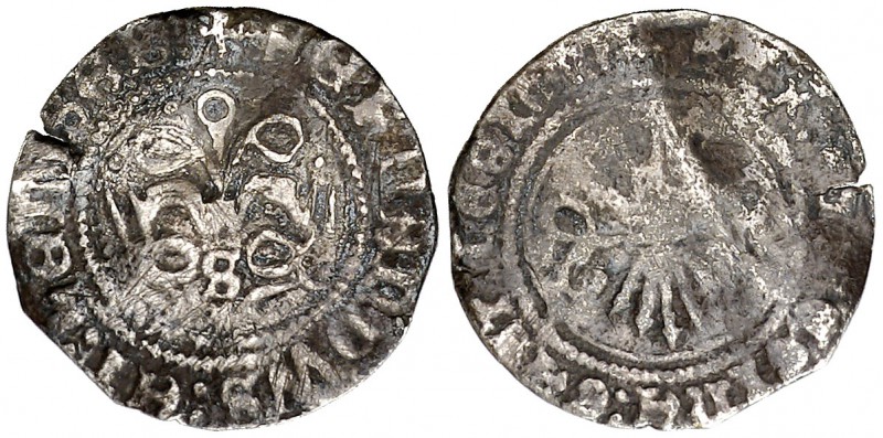 Reyes Católicos. Sevilla. 1/4 de real. (Cal. tipo 257). 0,5 g. Leve doblez. Rayi...