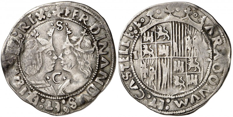 Reyes Católicos. Zaragoza. 1 real. (Cal. 416a, mismo ejemplar). 3,32 g. Ex Colec...