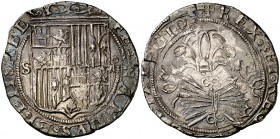 Reyes Católicos. Sevilla. . 4 reales. (Cal. 211). 13,21 g. Buen ejemplar. Pátina. MBC+.