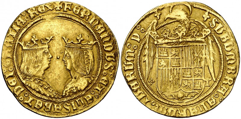 Reyes Católicos. Toledo. Doble excelente. (Cal. 97). 6,98 g. Bella. Rara así. EB...