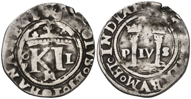 s/d. Juana y Carlos. México. 1/2 real. (Cal. 179, error descripción). 1,43 g. Go...